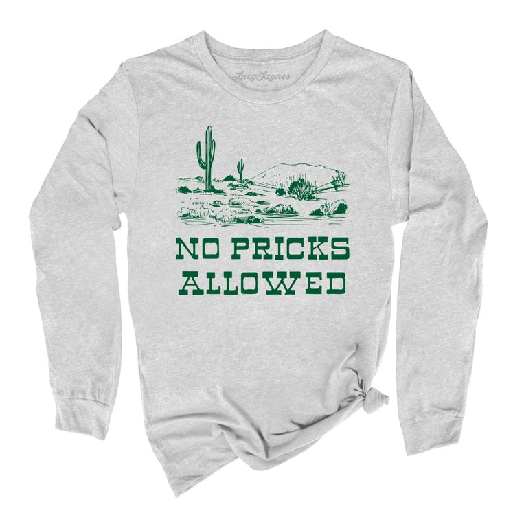 No Pricks Allowed Graphic Long Sleeve Tee - Athletic Heather