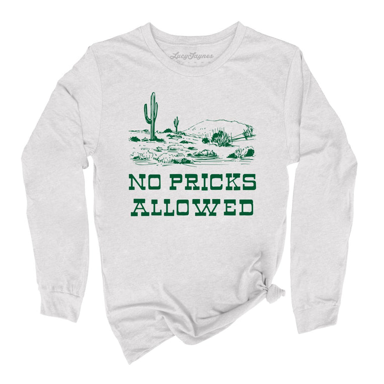 No Pricks Allowed Graphic Long Sleeve Tee - Ash