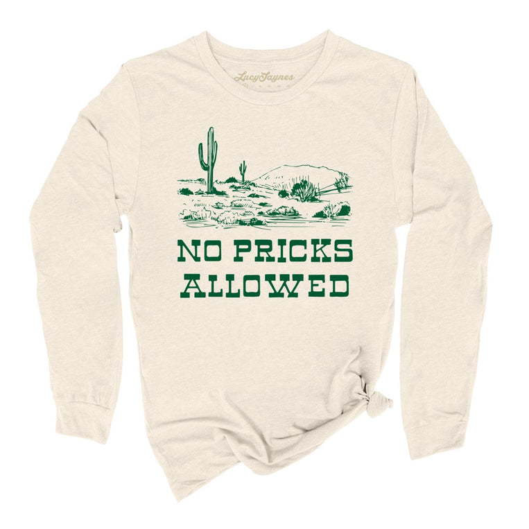 No Pricks Allowed Graphic Long Sleeve Tee - Natural
