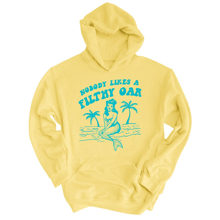 Nobody Likes A Filthy Oar Graphic Hoodie - Light Yellow