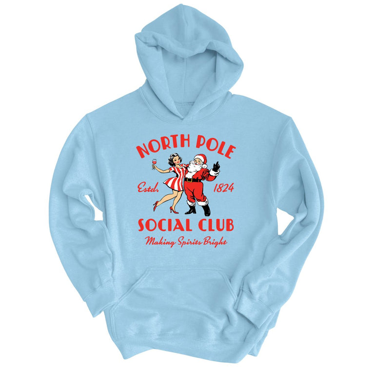 North Pole Social Club Graphic Hoodie - Light Blue