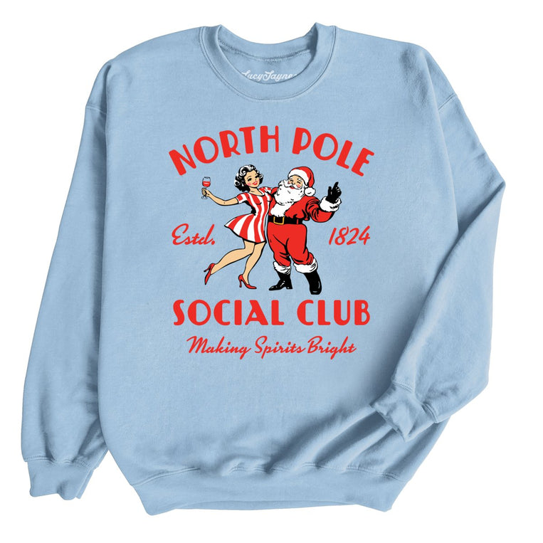 North Pole Social Club Graphic Sweatshirt - Light Blue