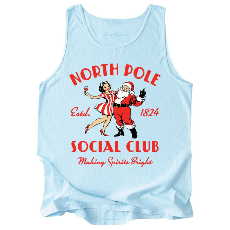 North Pole Social Club Comfort Colors Graphic Tank Top - Chambray
