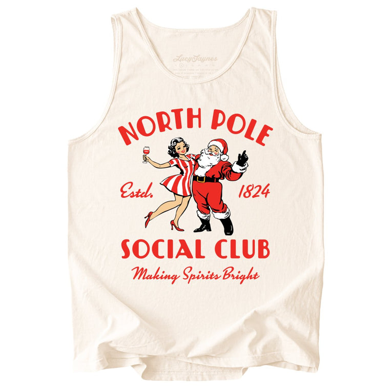 North Pole Social Club Comfort Colors Graphic Tank Top - Ivory