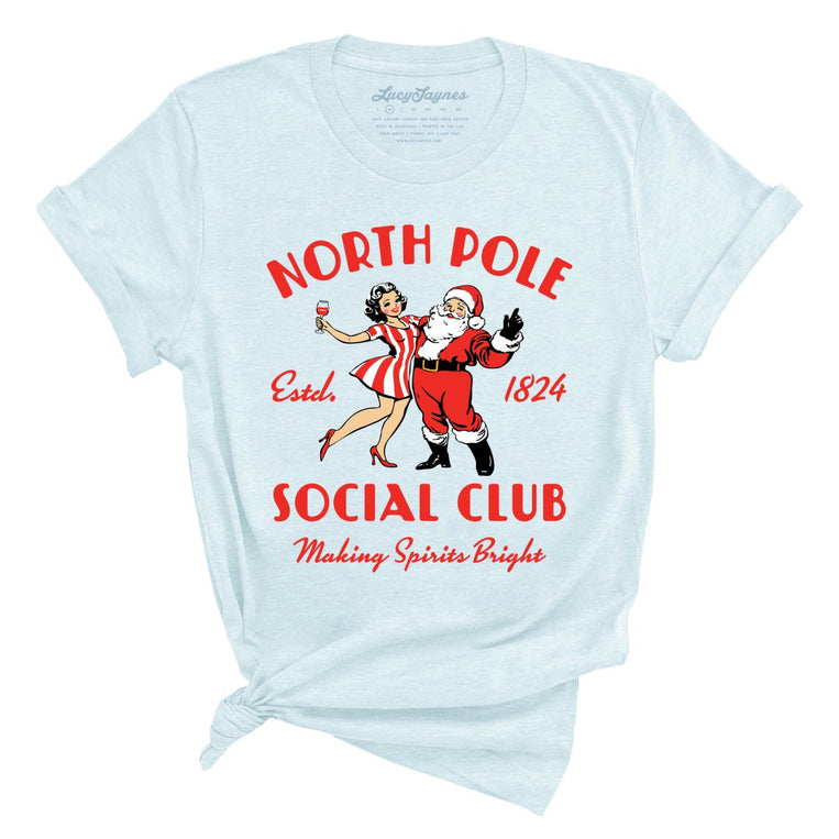 North Pole Social Club Graphic Tee - Heather Prism Ice Blue