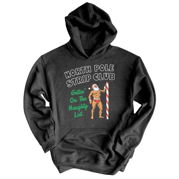 North Pole Strip Club Graphic Hoodie - Dark Heather