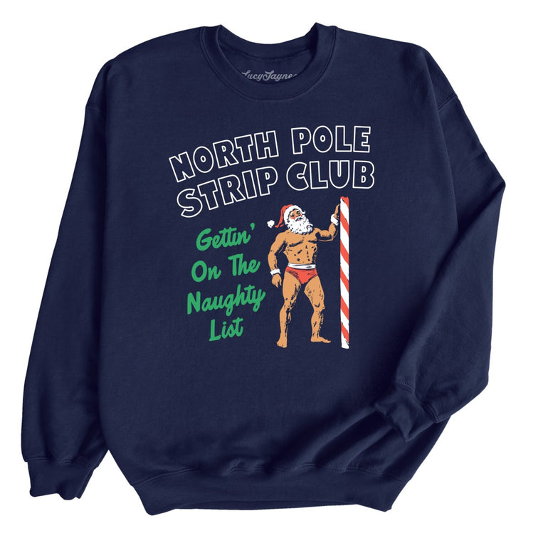 North Pole Strip Club Graphic Sweatshirt - Navy
