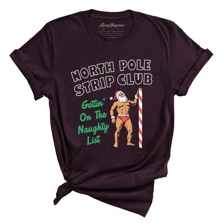 North Pole Strip Club Graphic Tee - Oxblood Black