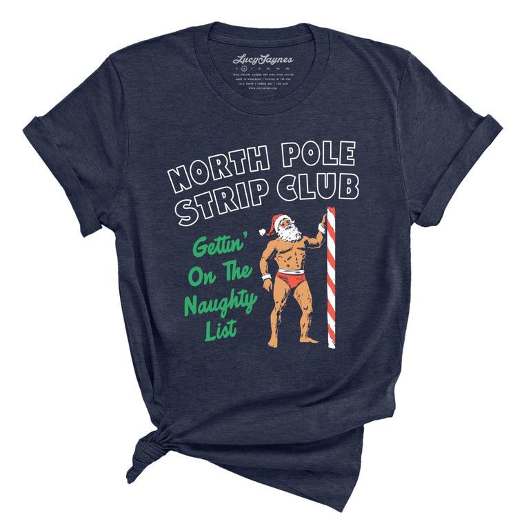 North Pole Strip Club Graphic Tee - Heather Midnight Navy