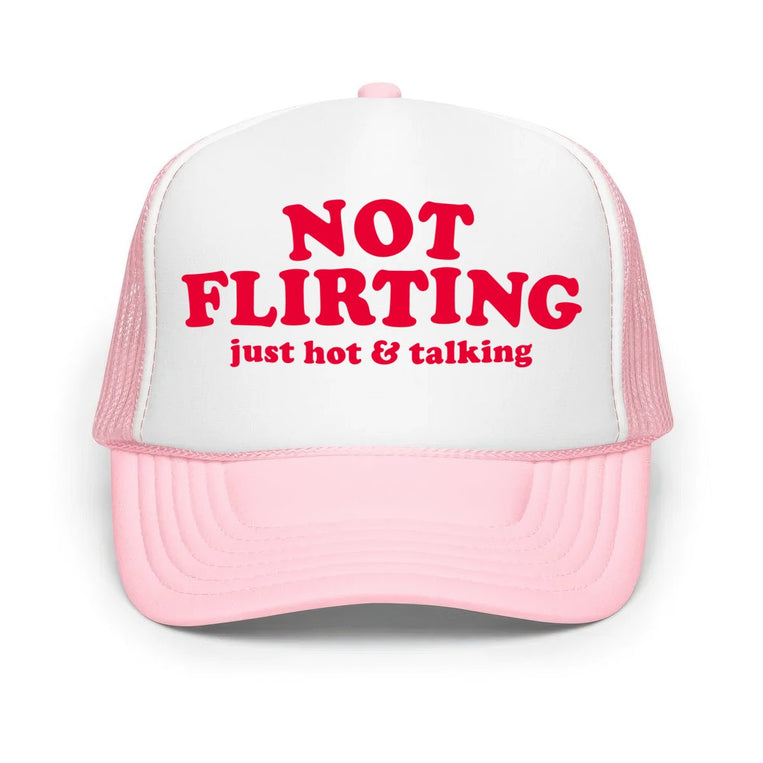 Not Flirting Classic Foam Trucker Hat - Light Pink/White/Light Pink