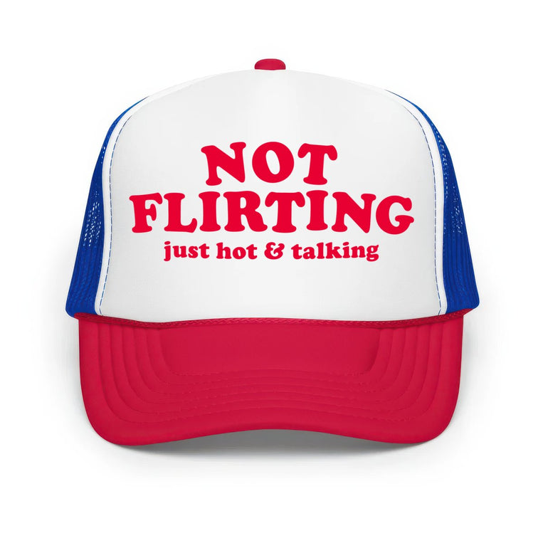 Not Flirting Classic Foam Trucker Hat - White/Royal/Red