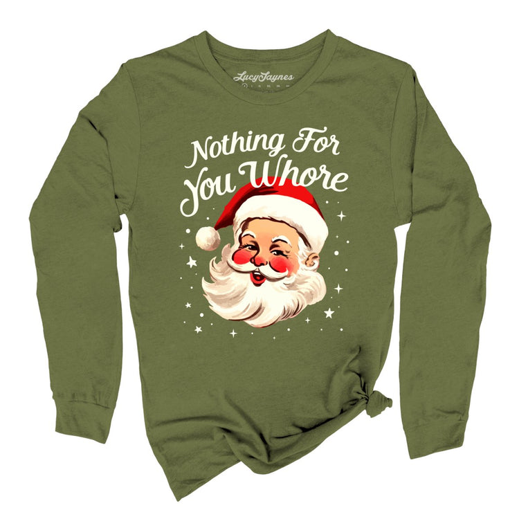 Nothing For You Graphic Long Sleeve Tee - Olive