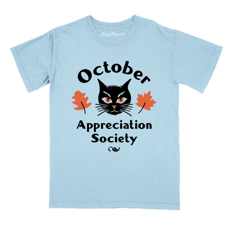 October Appreciation Society Comfort Colors Graphic Tee - Chambray
