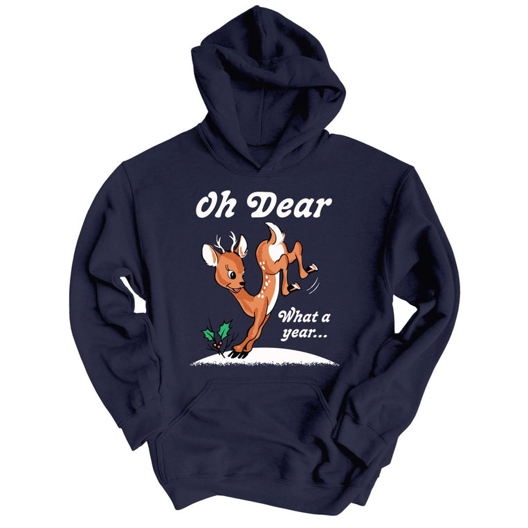 Oh Dear What A Year Graphic Hoodie - Classic Navy