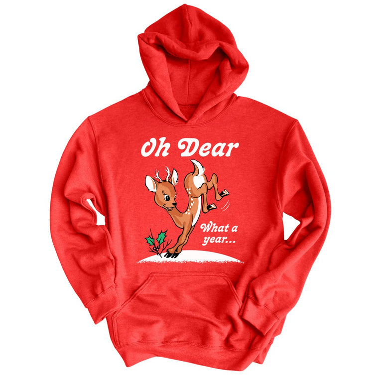 Oh Dear What A Year Graphic Hoodie - Red