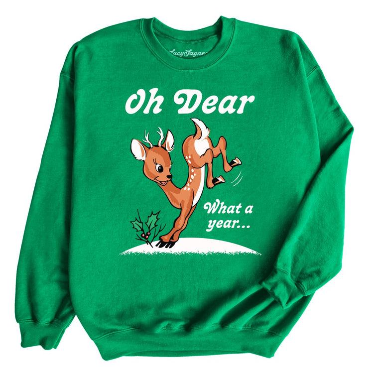 Oh Dear What A Year Graphic Sweatshirt - Irish Green