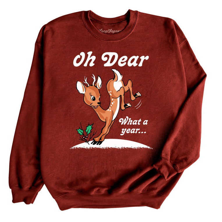 Oh Dear What A Year Graphic Sweatshirt - Garnet
