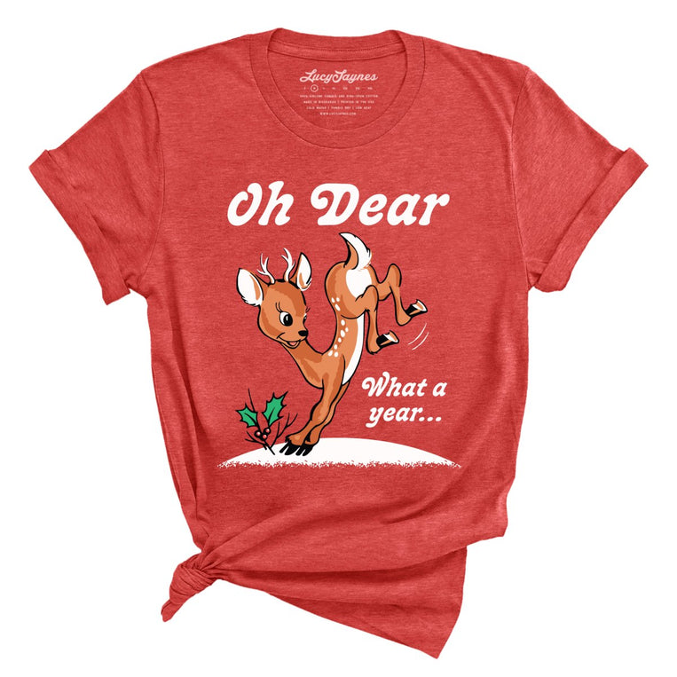 Oh Dear What A Year Graphic Tee - Heather Red