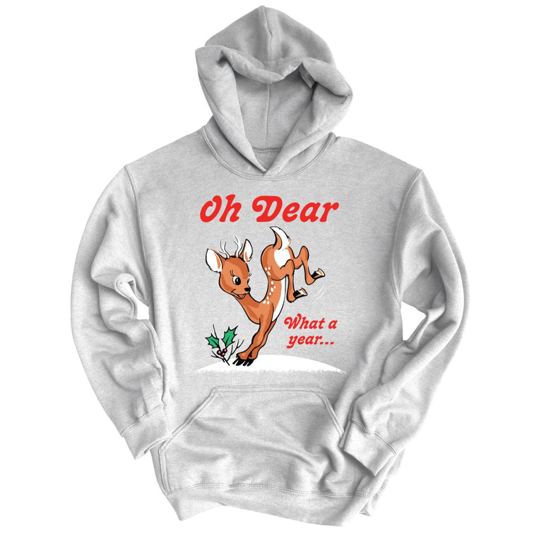 Oh Dear What A Year Graphic Hoodie - Grey Heather