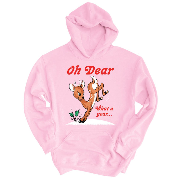 Oh Dear What A Year Graphic Hoodie - Light Pink