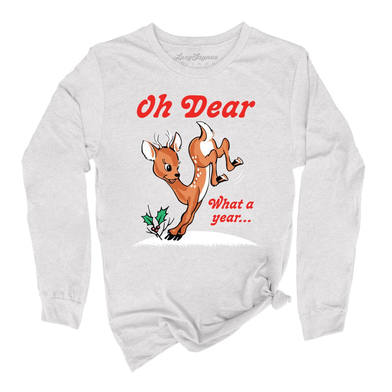 Oh Dear What A Year Graphic Long Sleeve Tee - Ash