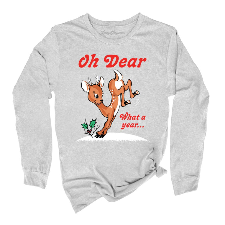 Oh Dear What A Year Graphic Long Sleeve Tee - Athletic Heather
