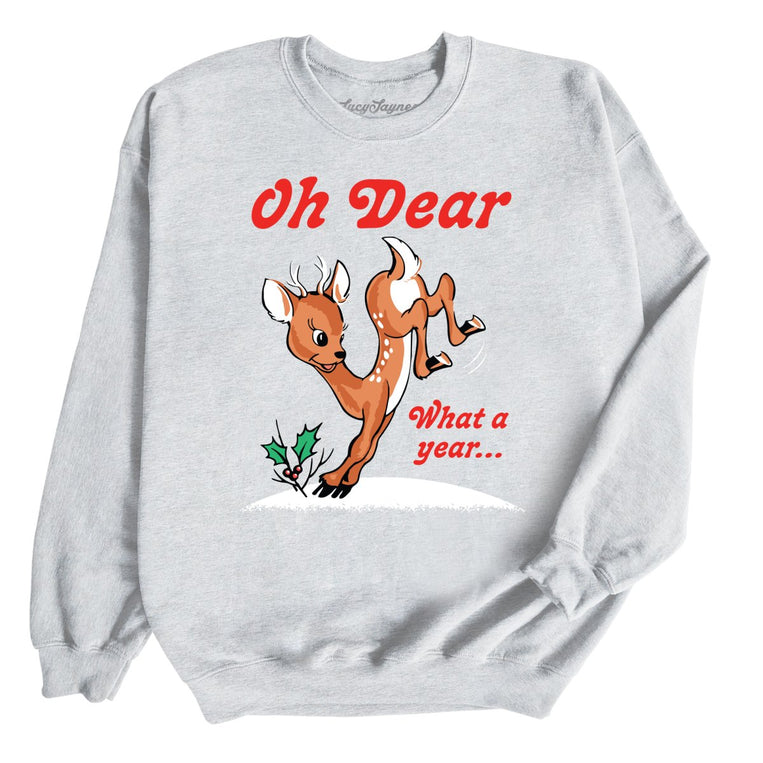Oh Dear What A Year Graphic Sweatshirt - Ash