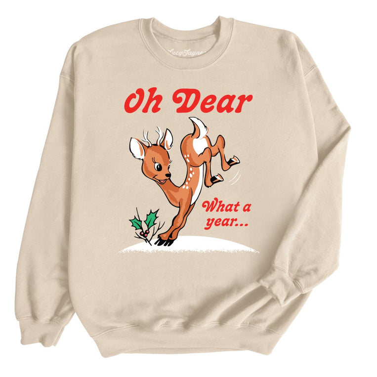 Oh Dear What A Year Graphic Sweatshirt - Sand