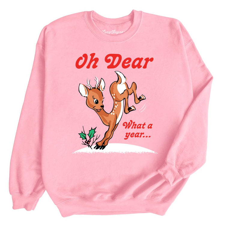 Oh Dear What A Year Graphic Sweatshirt - Light Pink