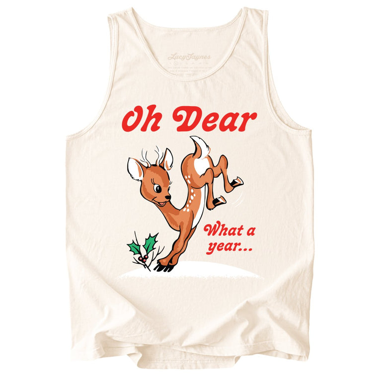 Oh Dear What A Year Comfort Colors Graphic Tank Top - Ivory