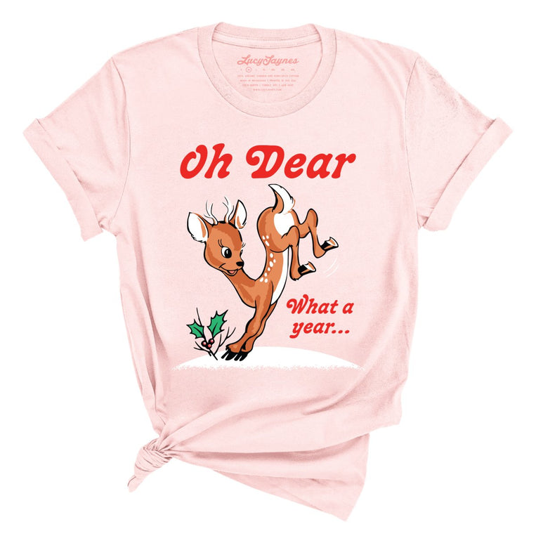 Oh Dear What A Year Graphic Tee - Soft Pink
