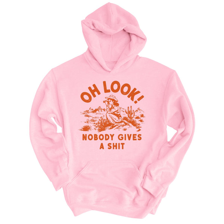 Oh Look Nobody Gives A Shit Graphic Hoodie - Light Pink