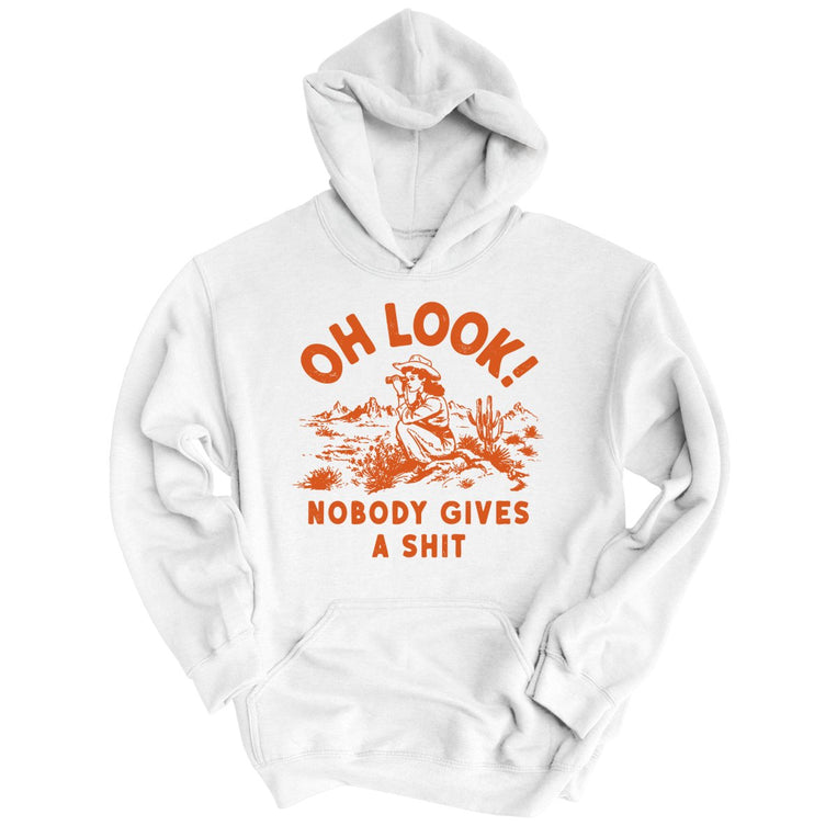 Oh Look Nobody Gives A Shit Graphic Hoodie - White