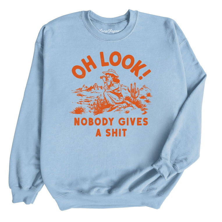 Oh Look Nobody Gives A Shit Graphic Sweatshirt - Light Blue