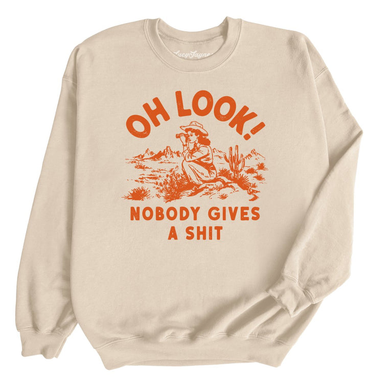 Oh Look Nobody Gives A Shit Graphic Sweatshirt - Sand
