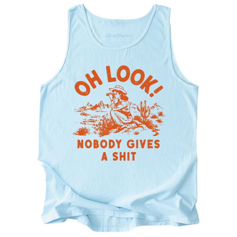 Oh Look Nobody Gives A Shit Comfort Colors Graphic Tank Top - Chambray