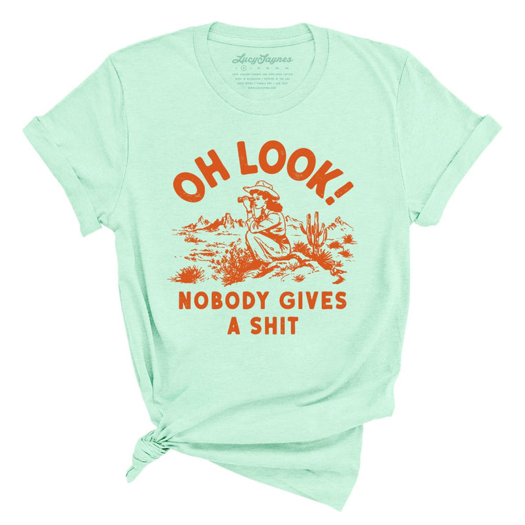 Oh Look Nobody Gives A Shit Graphic Tee - Heather Mint