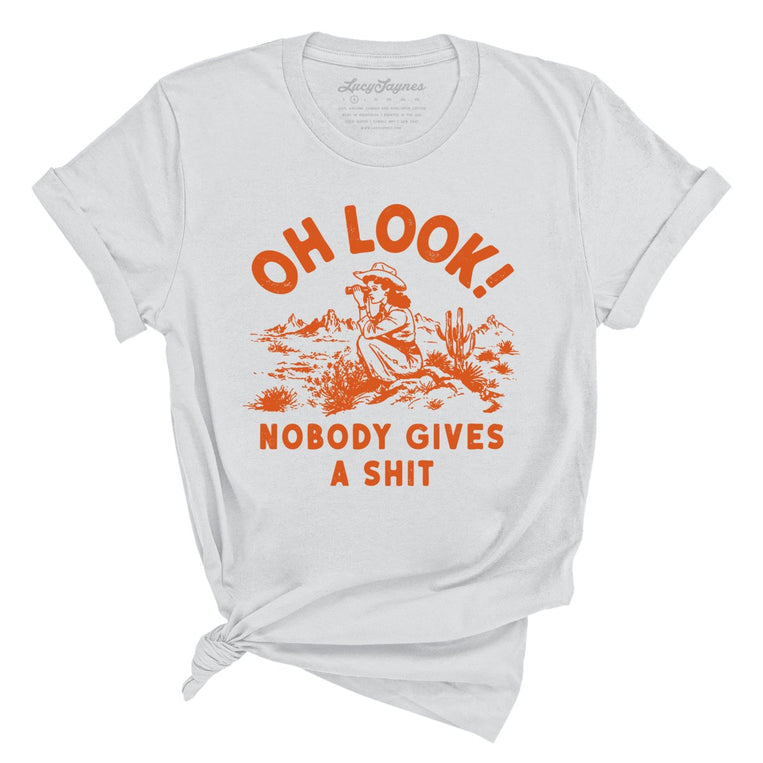 Oh Look Nobody Gives A Shit Graphic Tee - Silver
