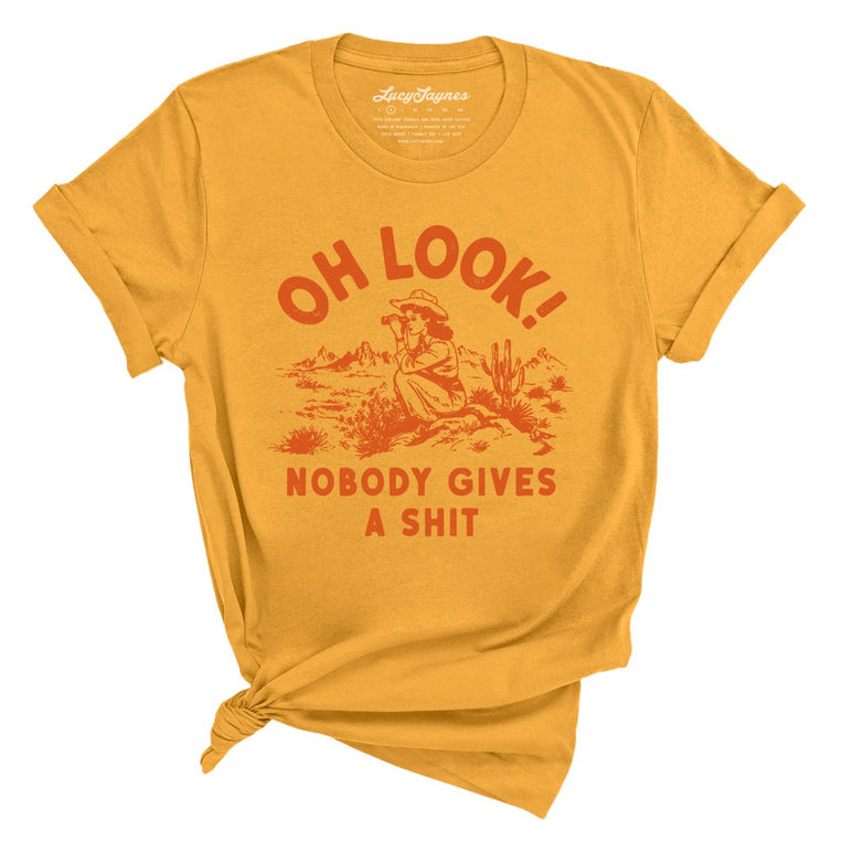 Oh Look Nobody Gives A Shit Graphic Tee - Mustard