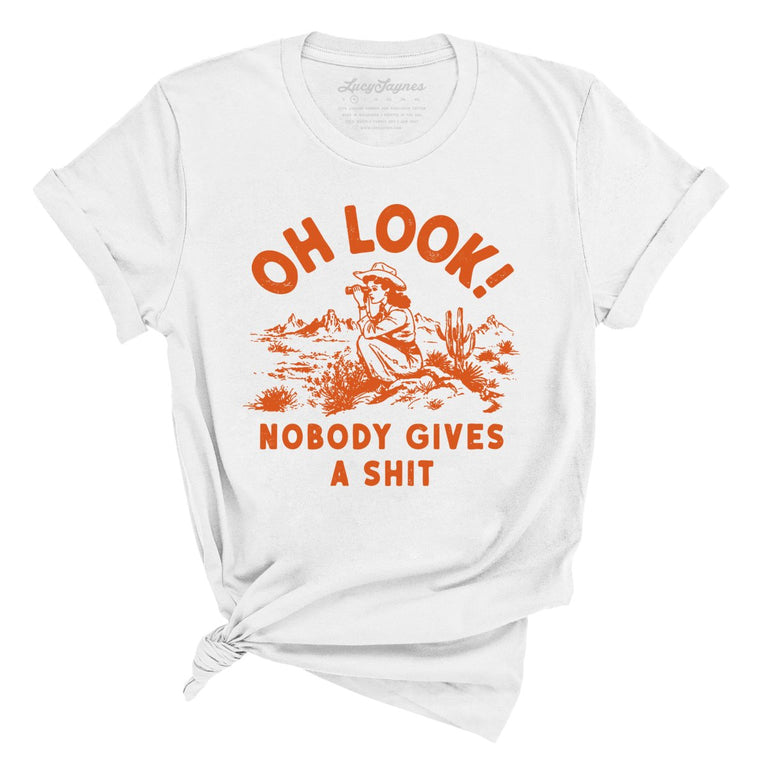 Oh Look Nobody Gives A Shit Graphic Tee - White