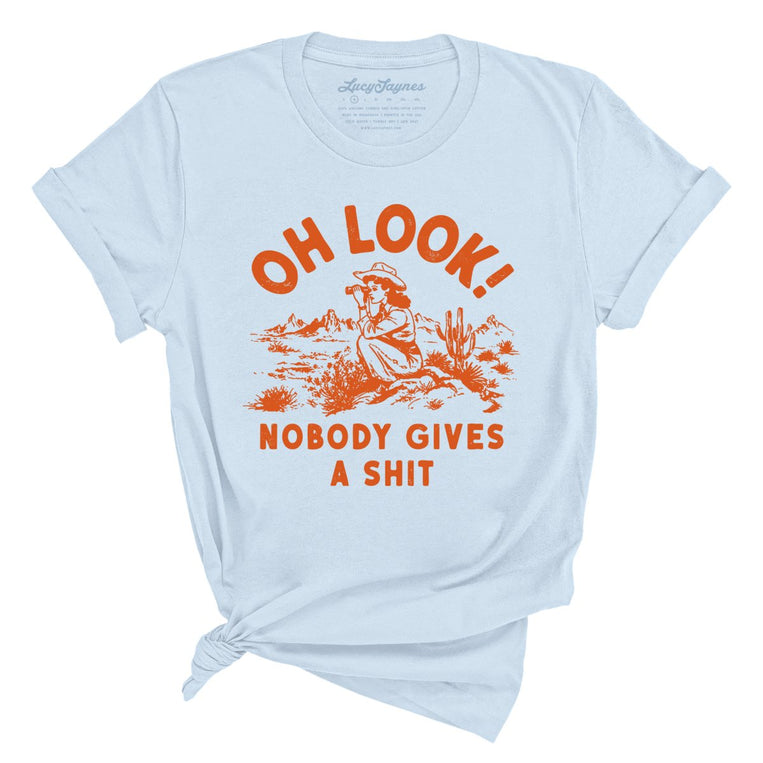 Oh Look Nobody Gives A Shit Graphic Tee - Light Blue