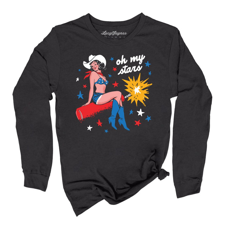 Oh My Stars Graphic Long Sleeve Tee - Dark Grey