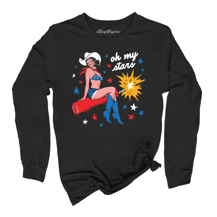 Oh My Stars Graphic Long Sleeve Tee - Black