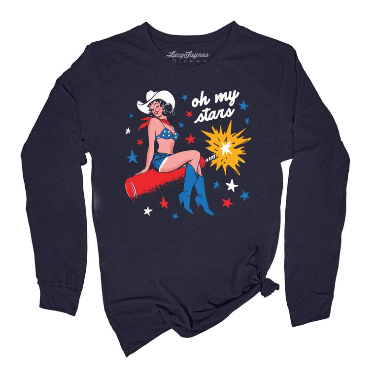 Oh My Stars Graphic Long Sleeve Tee - Navy