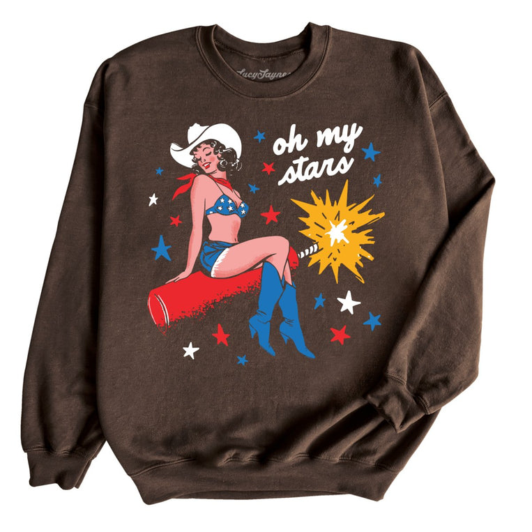Oh My Stars Graphic Sweatshirt - Dark Chocolate