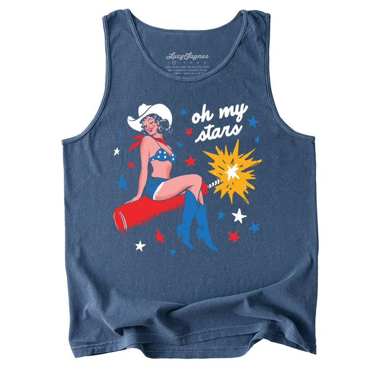 Oh My Stars Comfort Colors Graphic Tank Top - Denim
