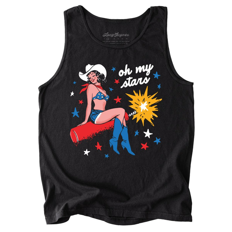 Oh My Stars Comfort Colors Graphic Tank Top - Black