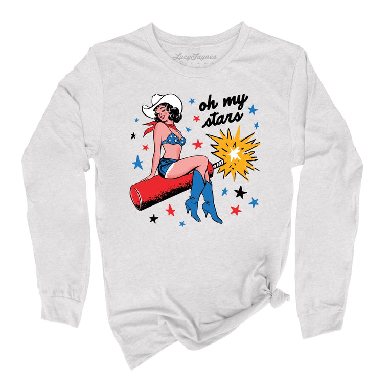 Oh My Stars Graphic Long Sleeve Tee - Ash