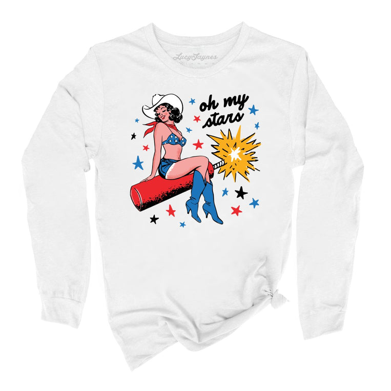 Oh My Stars Graphic Long Sleeve Tee - White