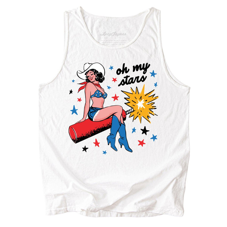 Oh My Stars Comfort Colors Graphic Tank Top - White